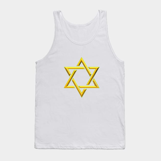 3-D Look Golden Star of David Tank Top by Artist4God